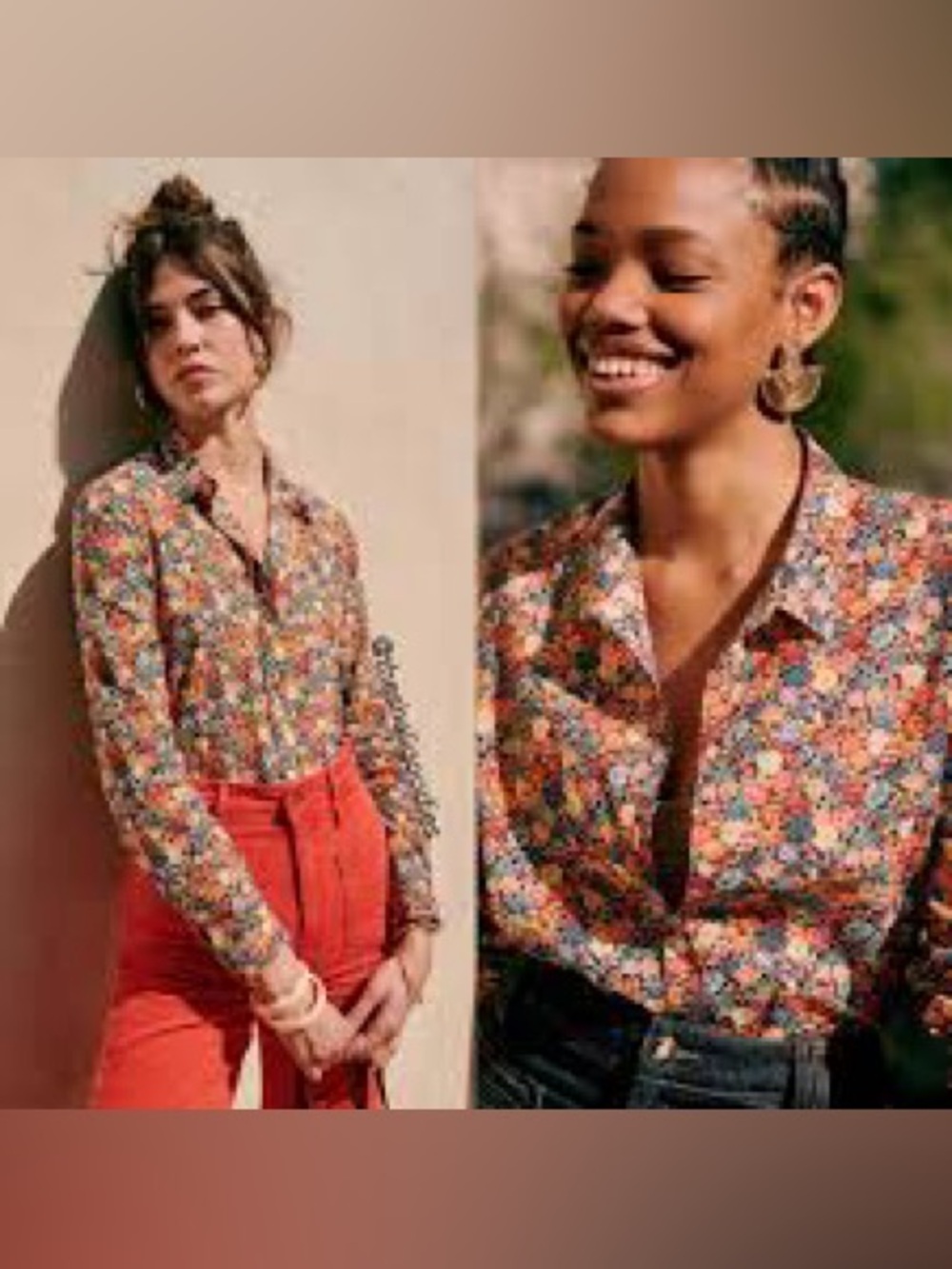 JANE +DELANCEY SIZE L~MULTI COLOR FLORAL BLOUSE BUTTON DOWN SHIRT OFFICE EVENING